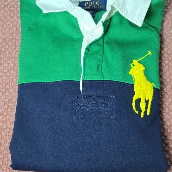 Polo by Ralph Lauren Kids Green and Navy Long Sleeve Shirt - Picture 10 of 10